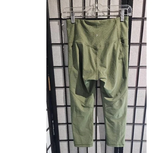 OLD NAVY Leggings Womens Size M Olive Green Capri High-Waisted Pockets Patterned - Picture 4 of 6